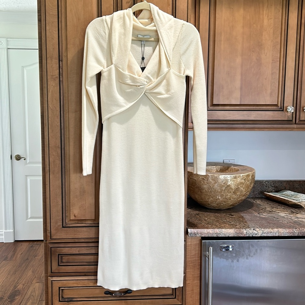 Halston Jolie Sweater dress. NWT. Color is Chalk/ cream.   Size M